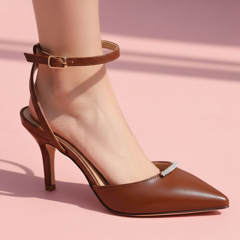 Pointed Toe Kitten Heel Double Strap Sandals