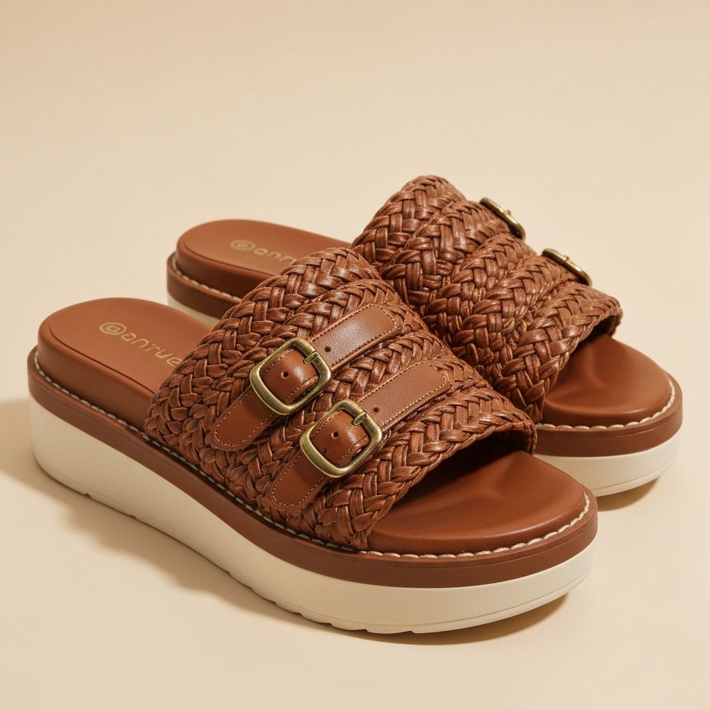 Woven Slide Platform Sandals